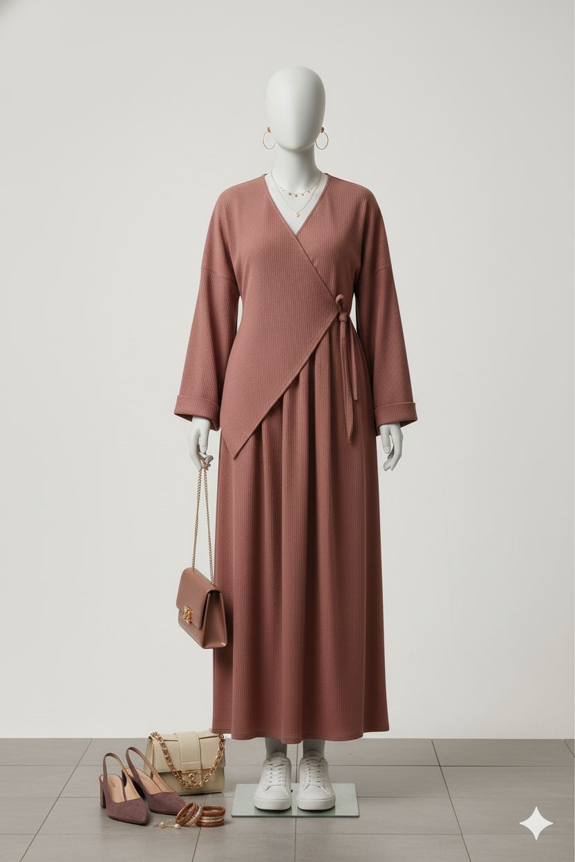 عباية رِفاء - باللون الوردي الغباري (Copy)